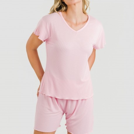 Pigiama corto mezza manica a costine viscosa