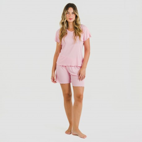Pigiama corto mezza manica a costine viscosa