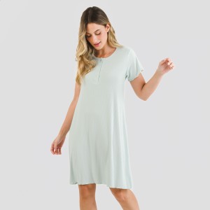 Vestito corto mezza manica a costine viscosa tinta unita 2