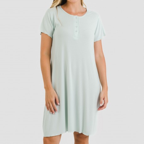 Vestito corto mezza manica a costine viscosa tinta unita