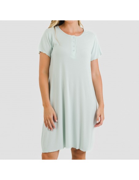 Vestito corto mezza manica a costine viscosa tinta unita Vestito corto mezza manica a costine viscosa tinta unita