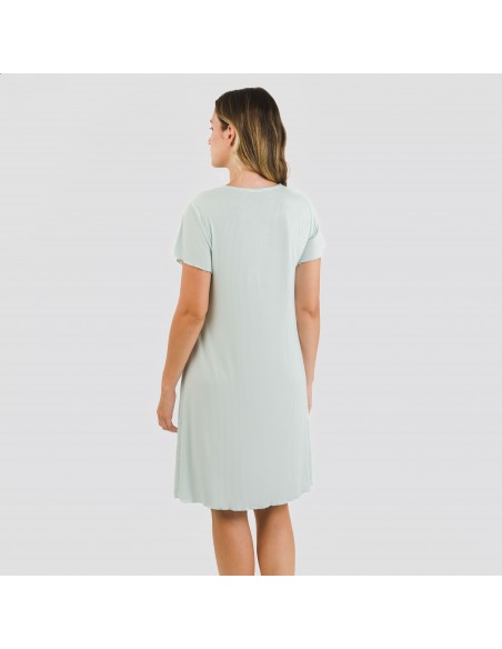 Vestito corto mezza manica a costine viscosa tinta unita Vestito corto mezza manica a costine viscosa tinta unita