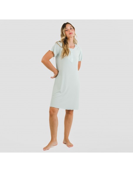 Vestito corto mezza manica a costine viscosa tinta unita Vestito corto mezza manica a costine viscosa tinta unita