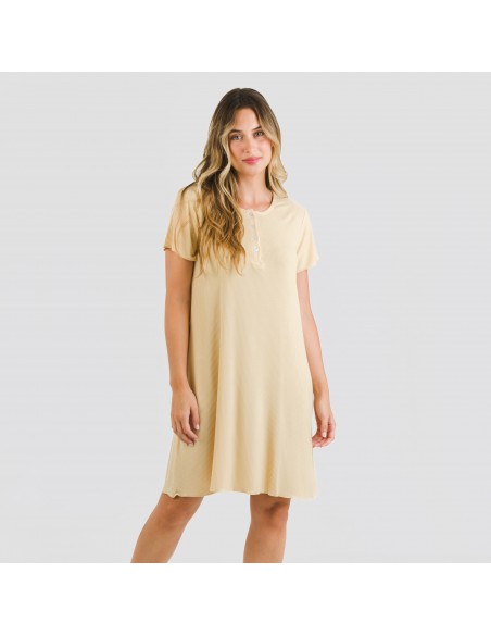 Vestito corto mezza manica a costine viscosa tinta unita Vestito corto mezza manica a costine viscosa tinta unita