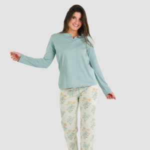 Pigiama lungo cotone Lete indaco 2