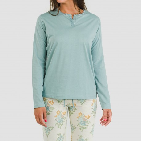 Pigiama lungo cotone Lete indaco