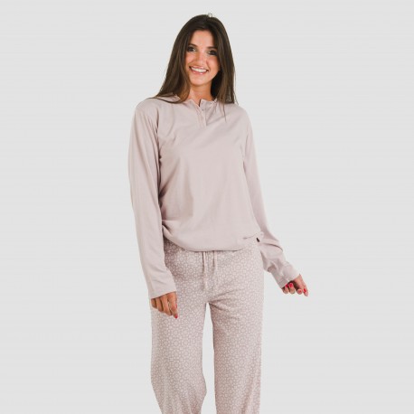 Pigiama lungo cotone Madrigal rosa chiaro