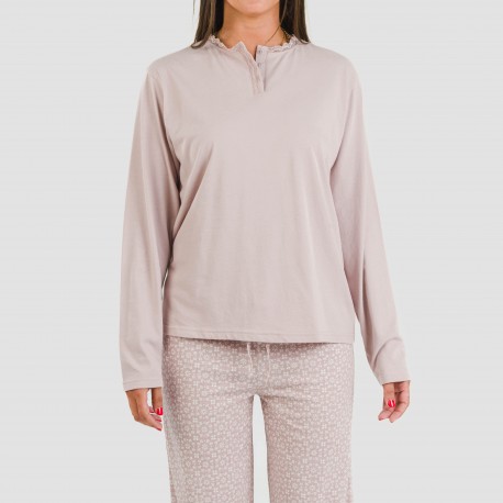 Pigiama lungo cotone Madrigal rosa chiaro