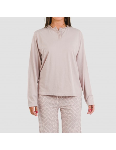 Pigiama lungo cotone Madrigal rosa chiaro Pigiama lungo cotone Madrigal rosa chiaro