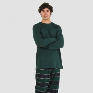 Pigiama lungo uomo cotone Lorenzo verde 2
