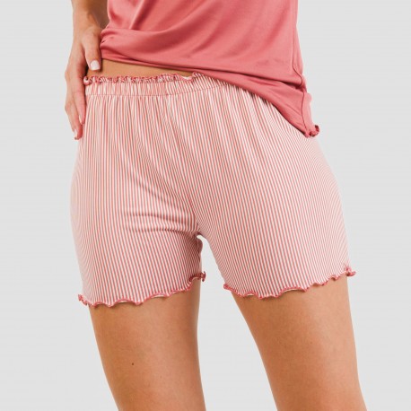 Pigiama corto mezza manica soft Raya Aliena marsala