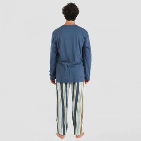 Pigiama lungo uomo cotone Raya Cap blu