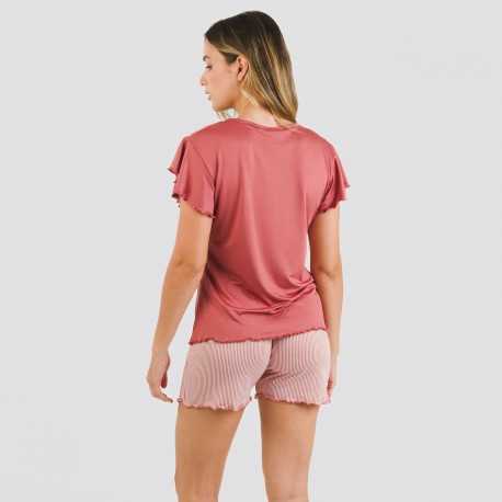 Pigiama corto mezza manica soft Raya Aliena marsala