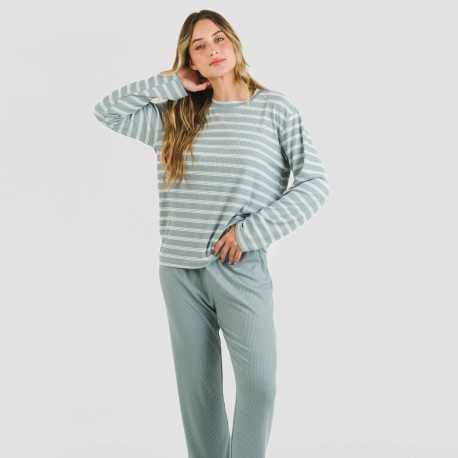 Pigiama a costine bicolore