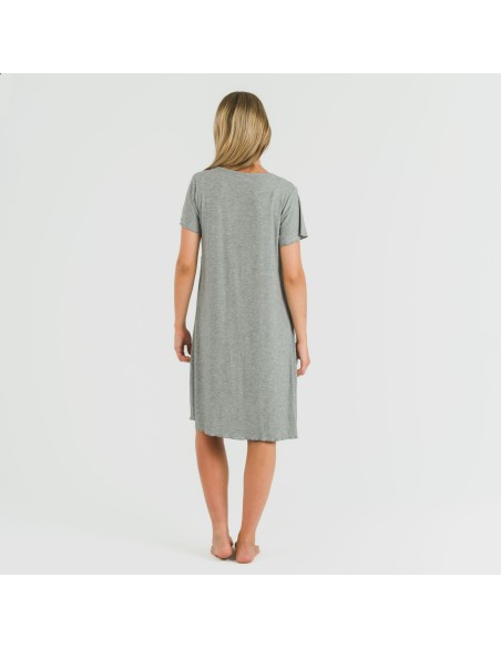 Vestito corto mezza manica a costine viscosa tinta unita Vestito corto mezza manica a costine viscosa tinta unita