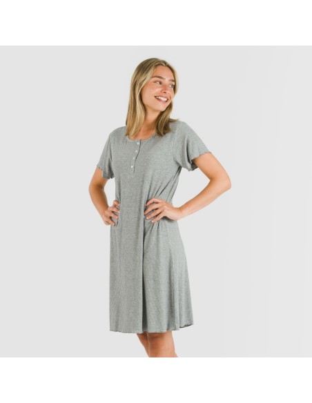 Vestito corto mezza manica a costine viscosa tinta unita Vestito corto mezza manica a costine viscosa tinta unita