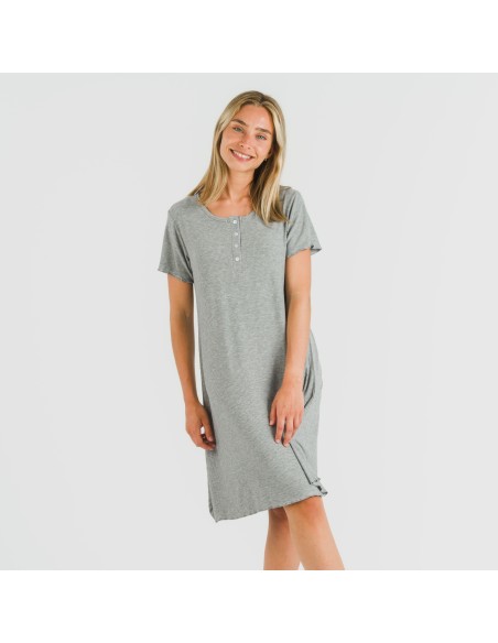 Vestito corto mezza manica a costine viscosa tinta unita Vestito corto mezza manica a costine viscosa tinta unita