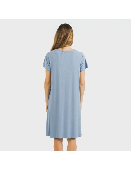 Vestito corto mezza manica a costine viscosa tinta unita Vestito corto mezza manica a costine viscosa tinta unita