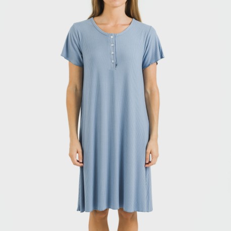 Vestito corto mezza manica a costine viscosa tinta unita