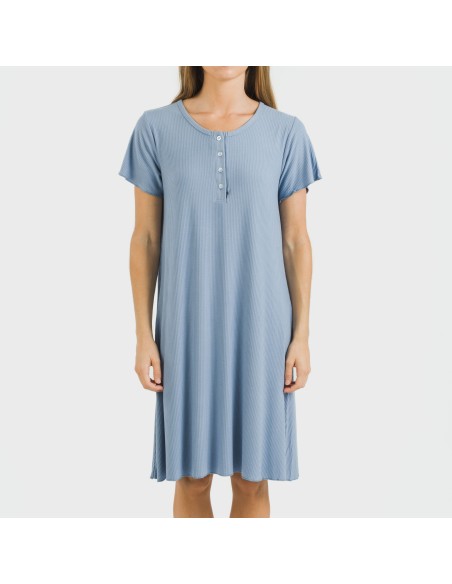 Vestito corto mezza manica a costine viscosa tinta unita Vestito corto mezza manica a costine viscosa tinta unita