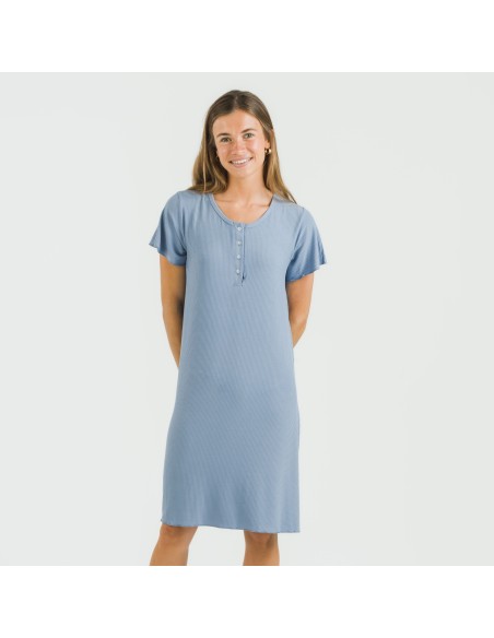 Vestito corto mezza manica a costine viscosa tinta unita Vestito corto mezza manica a costine viscosa tinta unita