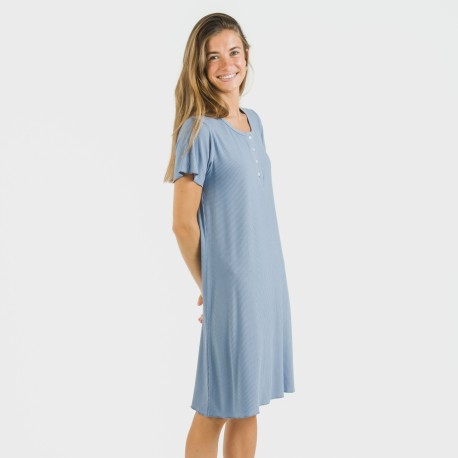 Vestito corto mezza manica a costine viscosa tinta unita