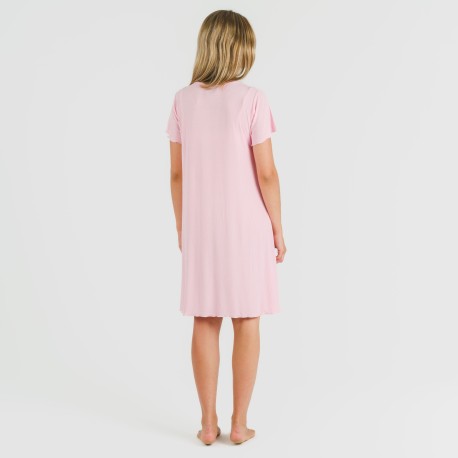 Vestito corto mezza manica a costine viscosa tinta unita