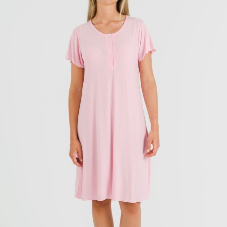Vestito corto mezza manica a costine viscosa tinta unita