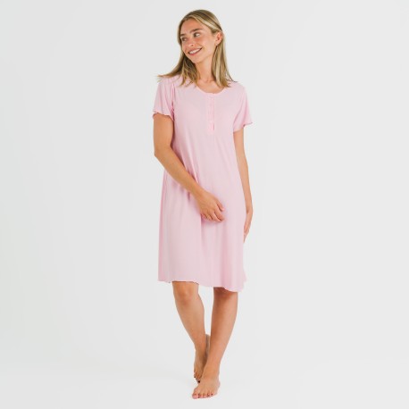 Vestito corto mezza manica a costine viscosa tinta unita