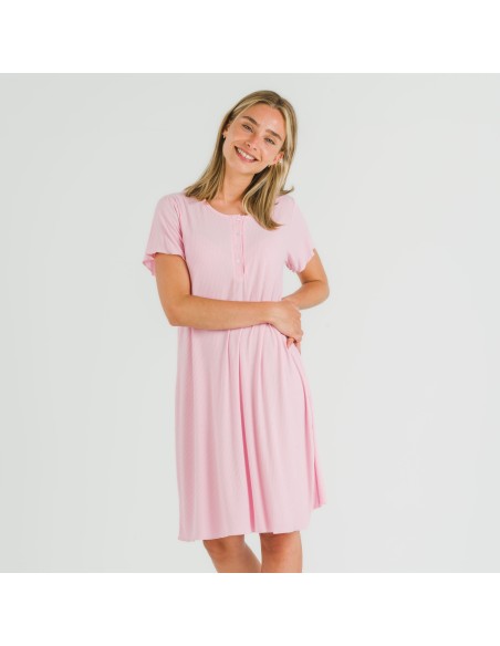 Vestito corto mezza manica a costine viscosa tinta unita Vestito corto mezza manica a costine viscosa tinta unita