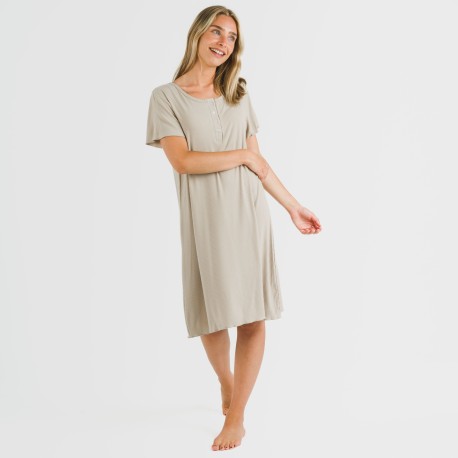 Vestito corto mezza manica a costine viscosa tinta unita