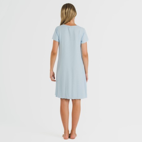 Vestito corto mezza manica a costine viscosa tinta unita