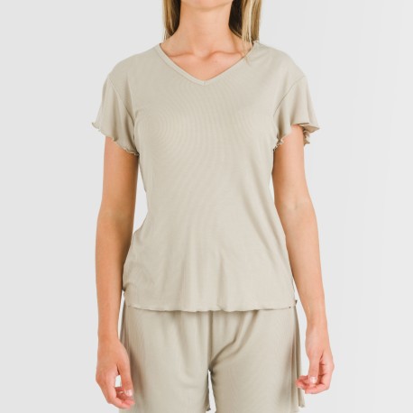 Pigiama corto mezza manica a costine viscosa