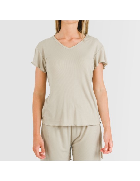 Pigiama corto mezza manica a costine viscosa
