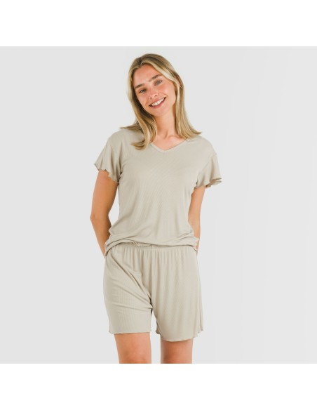 Pigiama corto mezza manica a costine viscosa