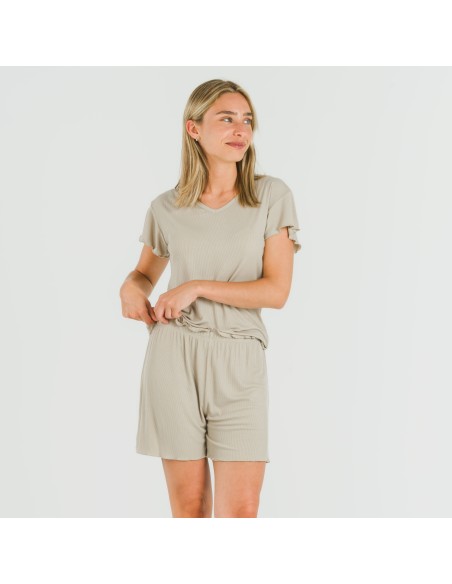 Pigiama corto mezza manica a costine viscosa