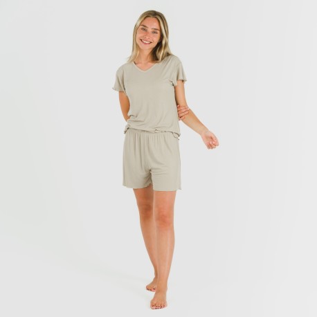 Pigiama corto mezza manica a costine viscosa