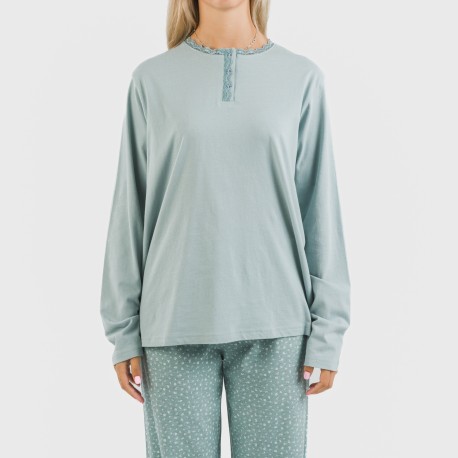 Pigiama lungo cotone Anita indaco