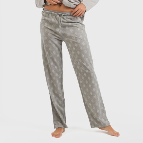 Pigiama lungo cotone Garbo grigio misto