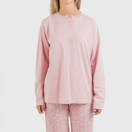 Pigiama lungo cotone Kim rosa