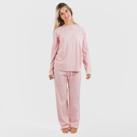 Pigiama lungo cotone Kim rosa