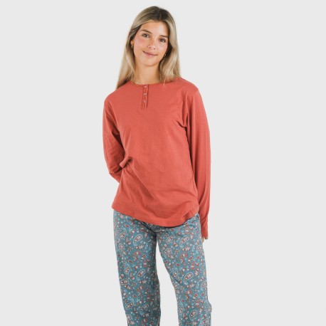 Pigiama lungo cotone Campiña rame