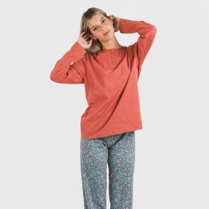 Pigiama lungo cotone Campiña rame