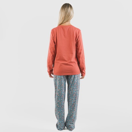 Pigiama lungo cotone Campiña rame