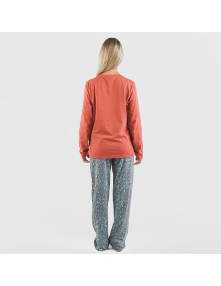 Pigiama lungo cotone Campiña rame