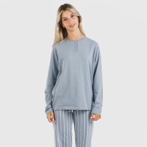 Pigiama lungo cotone Raya Tomas indaco