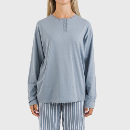 Pigiama lungo cotone Raya Tomas indaco