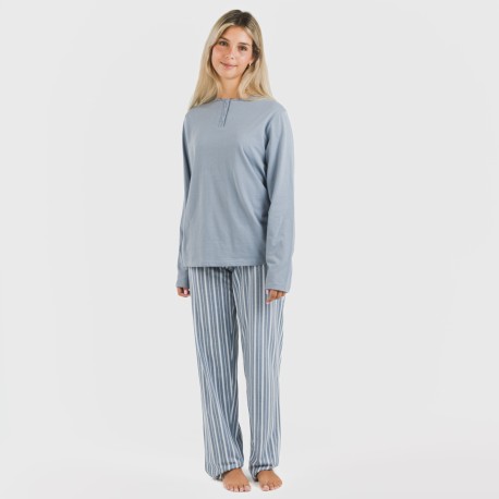 Pigiama lungo cotone Raya Tomas indaco