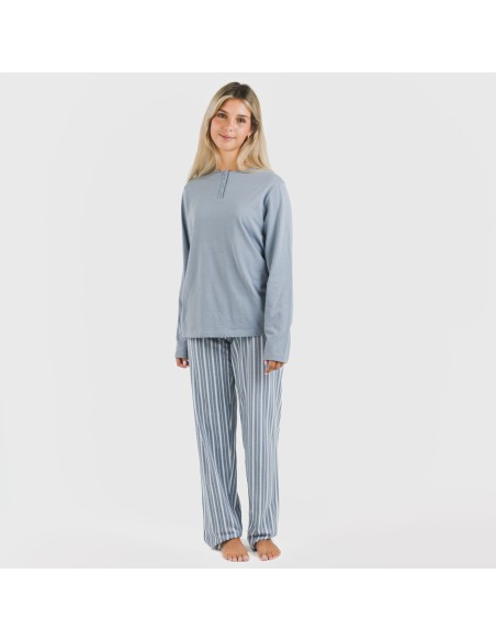 Pigiama lungo cotone Raya Tomas indaco