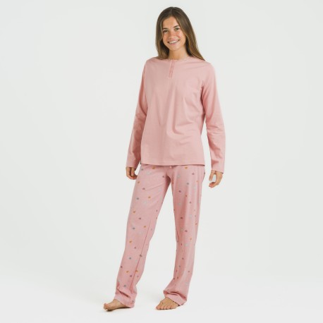 Pigiama lungo cotone Mapita rosa